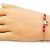 Pulsera Elegante 03.213.0391.07 Oro Laminado, con Cristal Granate, Esmaltado Rojo, Dorado