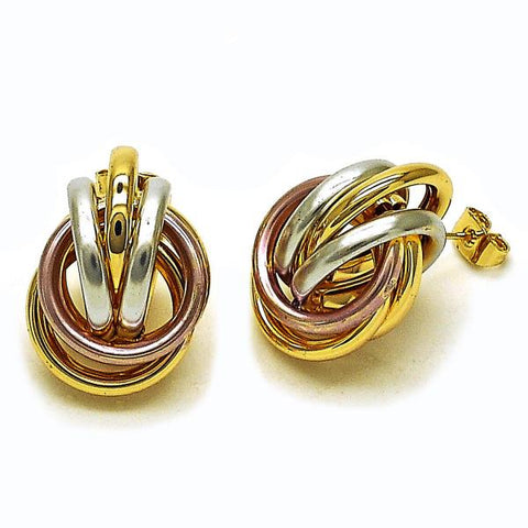 Arete Dormilona 02.196.0128.1 Oro Laminado, Diseño de Nudo y Hueco, Diseño de Nudo, Pulido, Tricolor