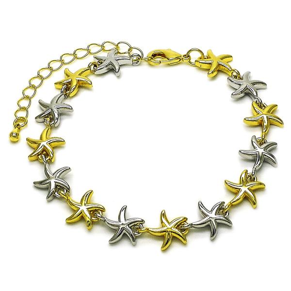 Pulsera Tennis 03.341.0244.07 Oro Laminado, Diseño de Estrella, Pulido, Dos Tonos