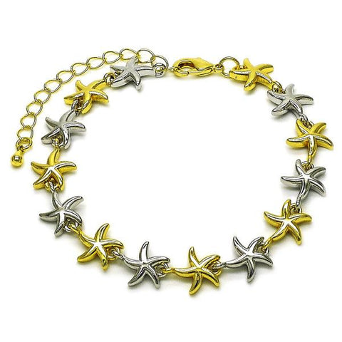 Pulsera Tennis 03.341.0244.07 Oro Laminado, Diseño de Estrella, Pulido, Dos Tonos