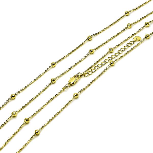 Gargantilla Básica 04.213.0355.16 Oro Laminado, Diseño de Rolo y Bola, Diseño de Rolo, Pulido, Dorado