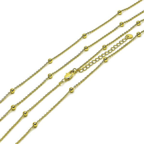 Gargantilla Básica 04.213.0355.16 Oro Laminado, Diseño de Rolo y Bola, Diseño de Rolo, Pulido, Dorado