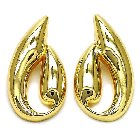 Arete Dormilona 02.428.0015 Oro Laminado, Diseño de Oja, Pulido, Dorado