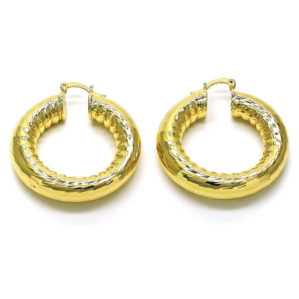 Argolla Mediana 02.163.0145.40 Oro Laminado, Diseño de Hueco, Diamantado, Dorado