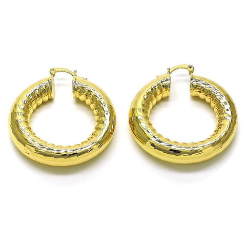 Argolla Mediana 02.163.0145.40 Oro Laminado, Diseño de Hueco, Diamantado, Dorado