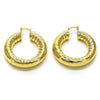 Argolla Mediana 02.163.0145.40 Oro Laminado, Diseño de Hueco, Diamantado, Dorado