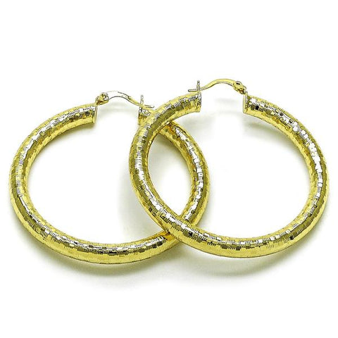Argolla Grande 02.213.0818.50 Oro Laminado, Diseño de Hueco, Diamantado, Dorado