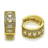 Argolla Huggie 02.283.0276.20 Oro Laminado, Diseño de Baguette y Cluster, Diseño de Baguette, con Zirconia Cubica Blanca y Micro PaveBlanca, Pulido, Dorado