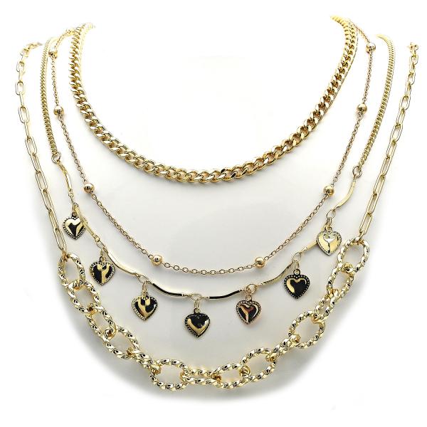 Gargantilla Elegante 04.437.0009.16 Acero Inoxidable, Diseño de Miami Cubana y Corazon, Diseño de Miami Cubana, Pulido, Dorado