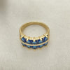 Anillo Multi Piedra 01.346.0020.4.09 Oro Laminado, con Zirconia Cubica Zafiro Azul, Pulido, Dorado