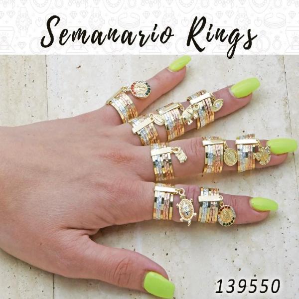 Kit Surtido de 20 Anillos Semanario de Oro Laminado al por mayor — SKU 139550