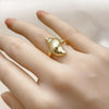 Anillo Elegante 01.282.0005 Oro Laminado, Diseño de Caracol, Diamantado, Dorado