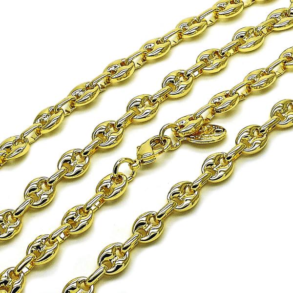 Gargantilla Básica 04.63.1310.22 Oro Laminado, Diseño de Puff Mariner, Pulido, Dorado