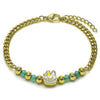 Pulsera Elegante 03.213.0392.07 Oro Laminado, Diseño de Nina Pequena y Miami Cubana, Diseño de Nina Pequena, con Cristal Turquoise, Esmaltado Turquesa, Dorado