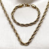 Collar y Pulso 06.435.0005 Acero Inoxidable, Diseño de Rope, Pulido, Dorado
