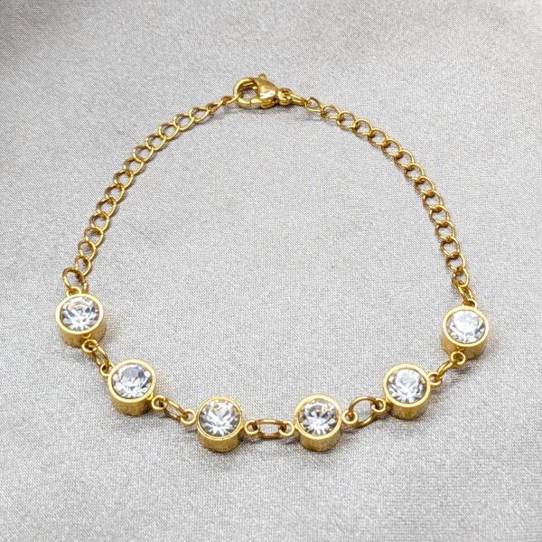 Pulsera Elegante 03.63.22125.08 Acero Inoxidable, con Cristal Blanca, Pulido, Dorado