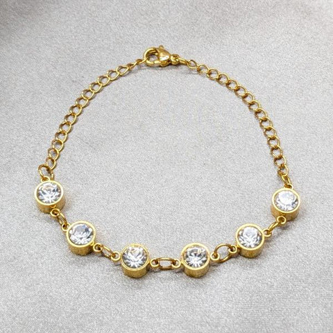 Pulsera Elegante 03.63.22125.08 Acero Inoxidable, con Cristal Blanca, Pulido, Dorado