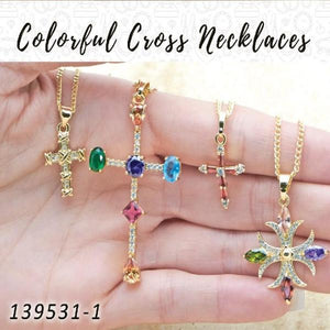 Kit Surtido de 25 Collares de Cruz de Colores de Oro Laminado al por mayor — SKU 139531