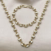 Collar y Pulso 06.213.0030 Oro Laminado, Diseño de Puff Mariner, Pulido, Dorado