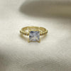 Anillo Multi Piedra 01.284.0056.1 Oro Laminado, con Zirconia Cubica Blanca y Micro PaveBlanca, Pulido, Dorado