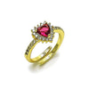 Anillo Multi Piedra 01.196.0033.1 Oro Laminado, Diseño de Corazon y Cluster, Diseño de Corazon, con Zirconia Cubica Rubi y Blanca, Pulido, Dorado