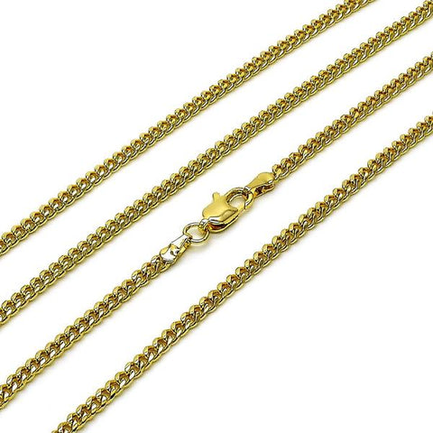 Gargantilla Básica 04.63.1424.22 Oro Laminado, Diseño de Miami Cubana, Diamantado, Dorado