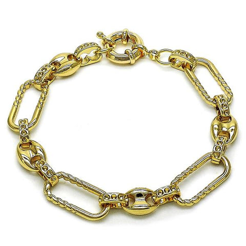 Pulsera Elegante 03.429.0003.07 Oro Laminado, Diseño de Puff Mariner, Pulido, Dorado