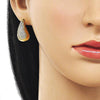 Arete Dormilona 02.282.0029 Oro Laminado, Diseño de Gota, con Zirconia Cubica Blanca, Pulido, Dorado