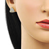 Arete Dormilona 02.260.0026 Oro Laminado, con Micro Pave Blanca, Pulido, Dorado