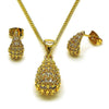 Juego de Arete y Dije de Adulto 10.342.0245 Oro Laminado, Diseño de Gota, con Zirconia Cubica Blanca y Micro PaveBlanca, Pulido, Dorado