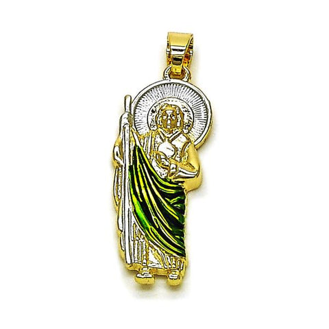 Dije Religioso 05.210.0014 Oro Laminado, Diseño de San Judas, Pulido, Tricolor