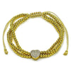 Pulsera Bolo Ajustable 03.341.0234.2.11 Oro Laminado, Diseño de Corazon y Bola, Diseño de Corazon, con Micro Pave Blanca, Pulido, Dorado