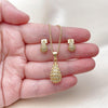 Juego de Arete y Dije de Adulto 10.342.0245 Oro Laminado, Diseño de Gota, con Zirconia Cubica Blanca y Micro PaveBlanca, Pulido, Dorado