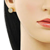 Arete Dormilona 02.342.0310 Oro Laminado, con Micro Pave Blanca, Pulido, Dorado