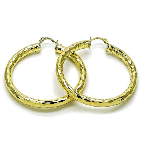 Argolla Grande 02.213.0811.50 Oro Laminado, Diseño de Hueco, Diamantado, Dorado