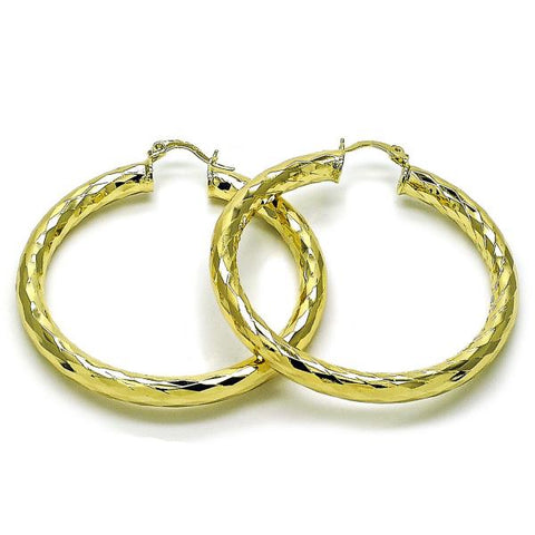 Argolla Grande 02.213.0811.50 Oro Laminado, Diseño de Hueco, Diamantado, Dorado