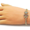 Pulsera Elegante 03.284.0061.1.07 Oro Laminado, Diseño de Osito y Miami Cubana, Diseño de Osito, con Zirconia Cubica Granate y Micro PaveBlanca, Pulido, Dorado