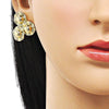 Arete Dormilona 02.213.0673 Oro Laminado, Diseño de Sol y Flor, Diseño de Sol, Diamantado, Dorado