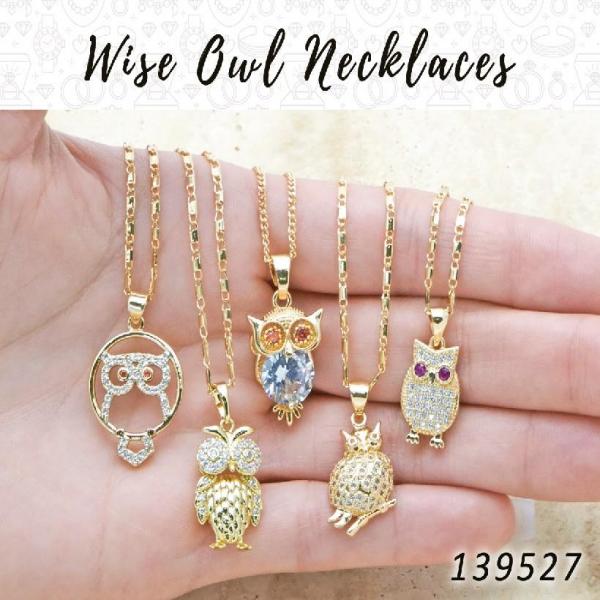 Kit Surtido de 25 Collares de Búho Sabio de Oro Laminado al por mayor — SKU 139527