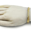 Pulsera Básica 03.278.0015.1.09 Acero Inoxidable, Diseño de Cubana, Pulido, Dorado