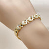 Pulsera Tennis 03.213.0357.07 Oro Laminado, Diseño de Corazon, Diamantado, Dorado