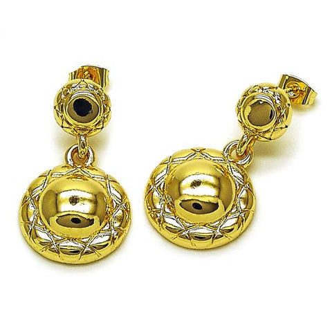 Arete Dormilona 02.170.0564 Oro Laminado, Diamantado, Dorado
