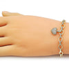 Pulsera Elegante 03.283.0486.08 Oro Laminado, Diseño de Corazon, con Zirconia Cubica Blanca, Pulido, Dorado