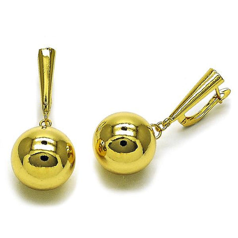 Arete Colgante 02.282.0034 Oro Laminado, Diseño de Bola, Pulido, Dorado