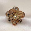 Anillo Elegante 01.213.0070 Oro Laminado, Diseño de Flor, Diamantado, Dorado