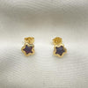 Arete Dormilona 02.02.0533.3 Oro Laminado, Diseño de Estrella, con Zirconia Cubica Amatista, Pulido, Dorado