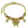 Pulsera Elegante 03.411.0073.07 Oro Laminado, Diseño de Mariposa y Bola, Diseño de Mariposa, con Zirconia Cubica Blanca, Diamantado, Tricolor
