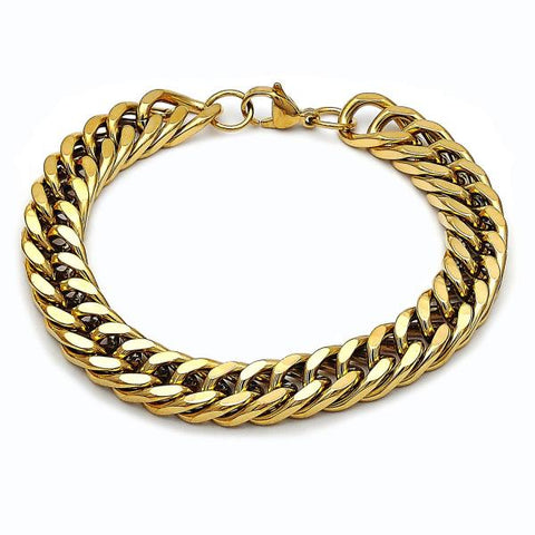 Pulsera Básica 03.278.0023.1.09 Acero Inoxidable, Diseño de Miami Cubana, Pulido, Dorado