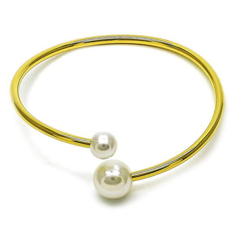 Aro Individual 07.341.0069 Oro Laminado, Diseño de Bola, con Perla Marfil, Pulido, Dorado