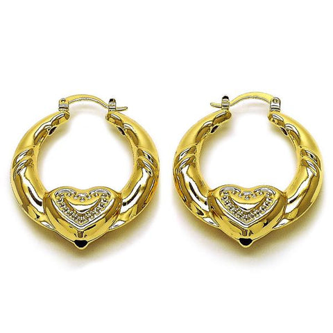 Argolla Mediana 02.170.0507.1.35 Oro Laminado, Diseño de Corazon y Hueco, Diseño de Corazon, Pulido, Dorado